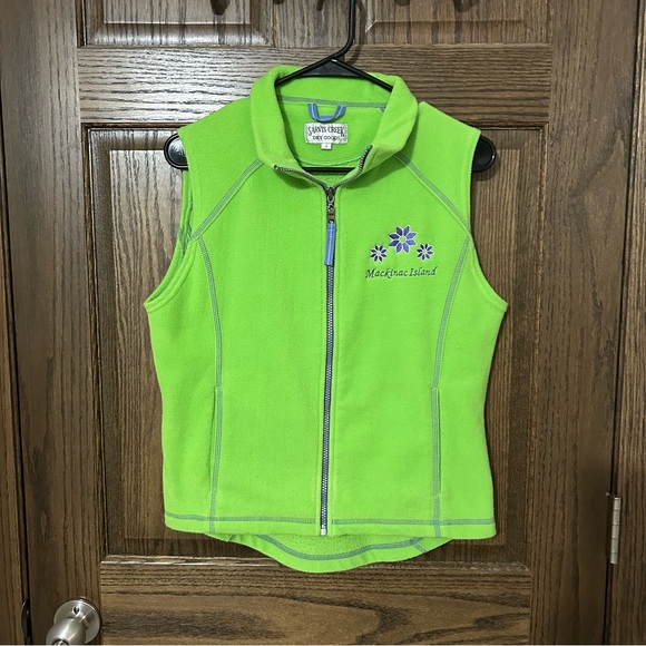 Women's Lime Green Fleece Vest - Picture 1 of 4